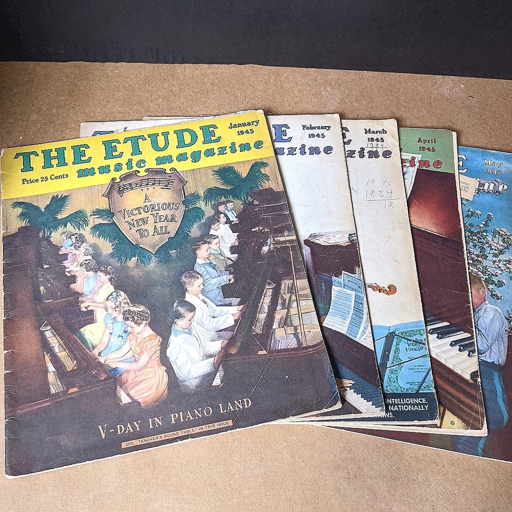 5 Etude Music Magazines from 1945